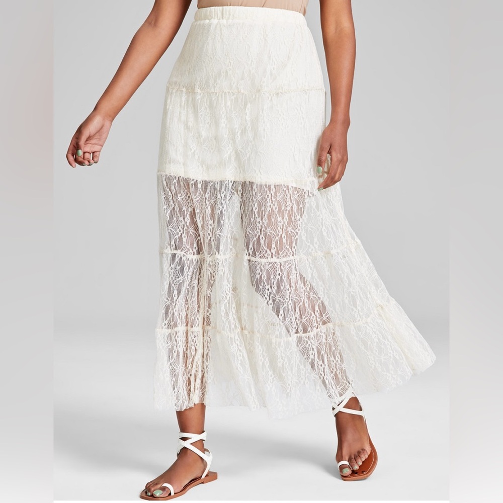 And Now This
Women's Pull-On Tiered Lace Maxi Skirt,NWT